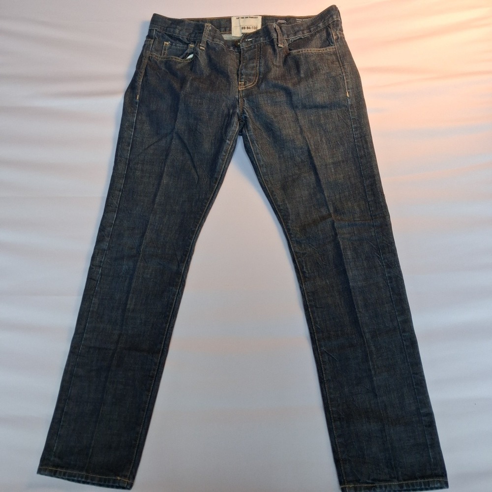 Gap 1969 Men Selvedge Jeans 30x32 Dark Wash Blue Regular Fit Button Fly Cotton